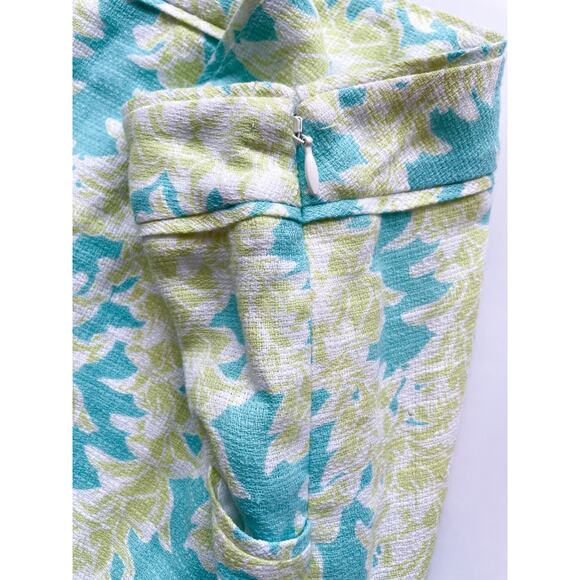 Women's Vintage Pendleton Linen Blend Aqua and Lime Green Skirt Size 14 - Picture 4 of 8